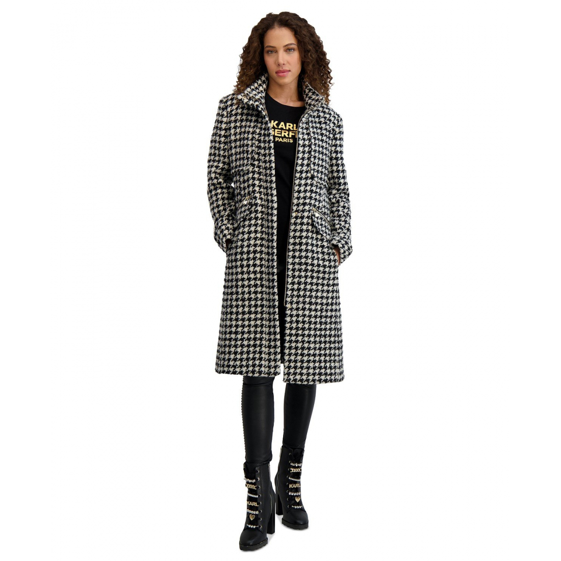 Manteau 'Zip-Front Bouclé' pour Femmes