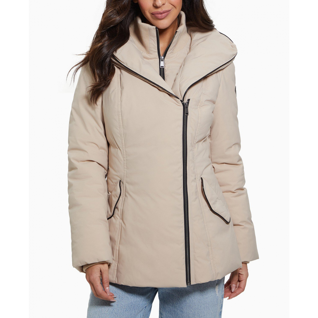 Manteau matelassé 'Bibbed Shawl-Collar Hooded' pour Femmes