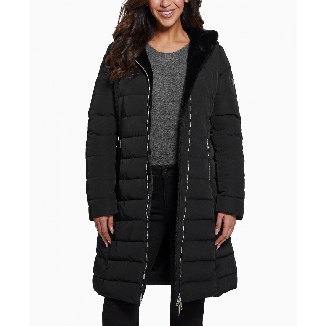 Manteau matelassé 'Faux-Fur-Lined Hooded' pour Femmes