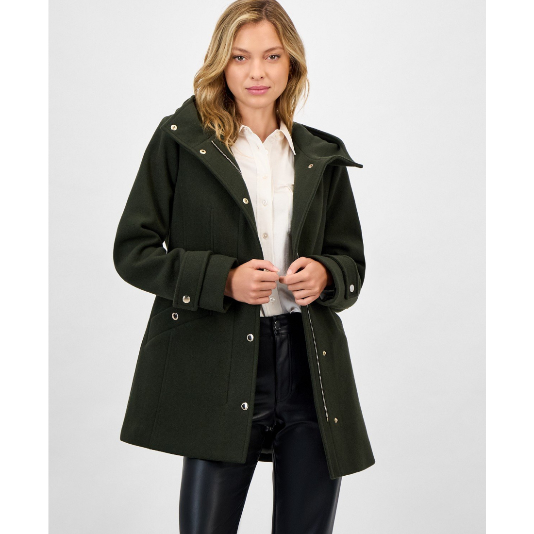 Women's 'Hooded Button-Front' Coat