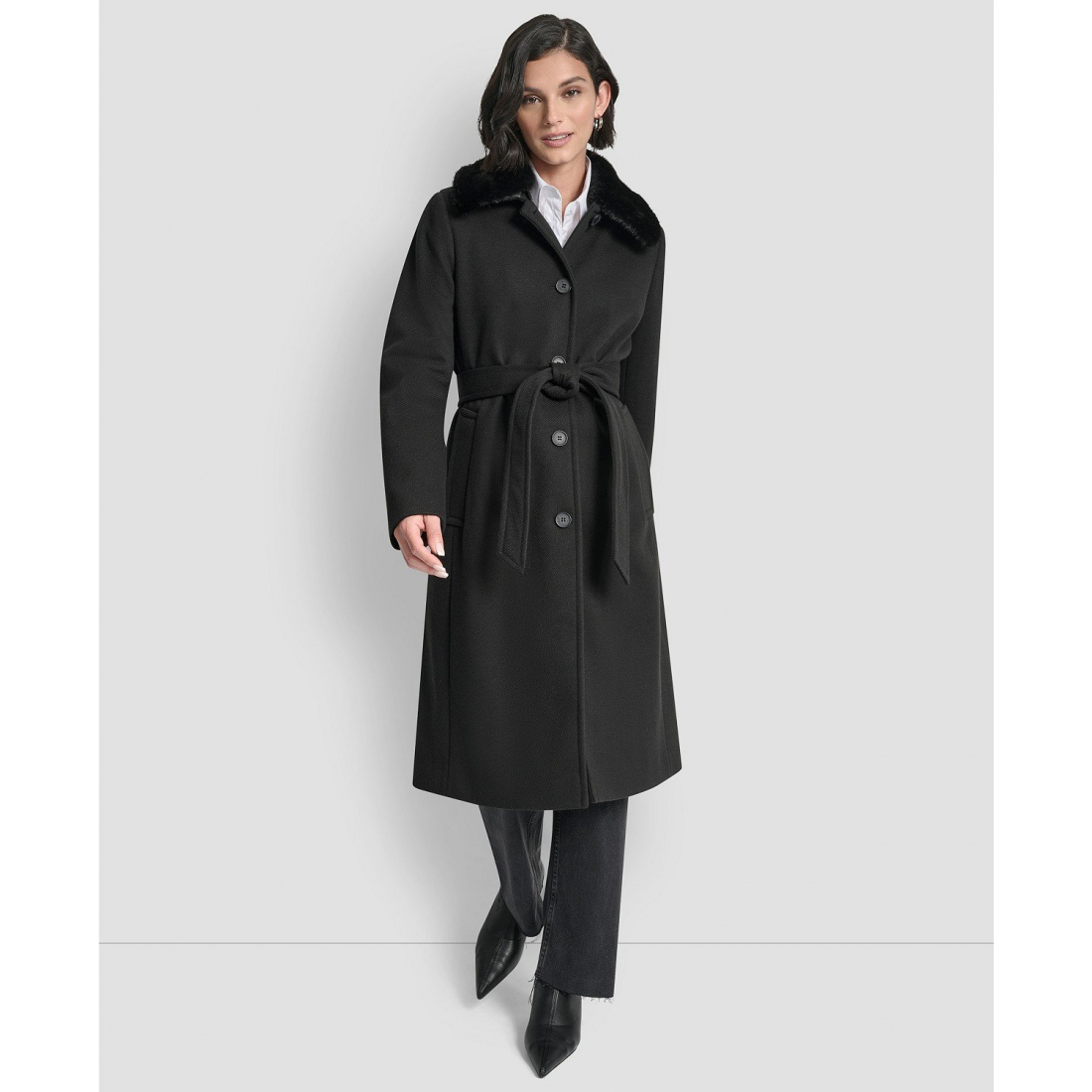 Manteau à ceinture 'Single-Breasted Pillow Collar' pour Femmes