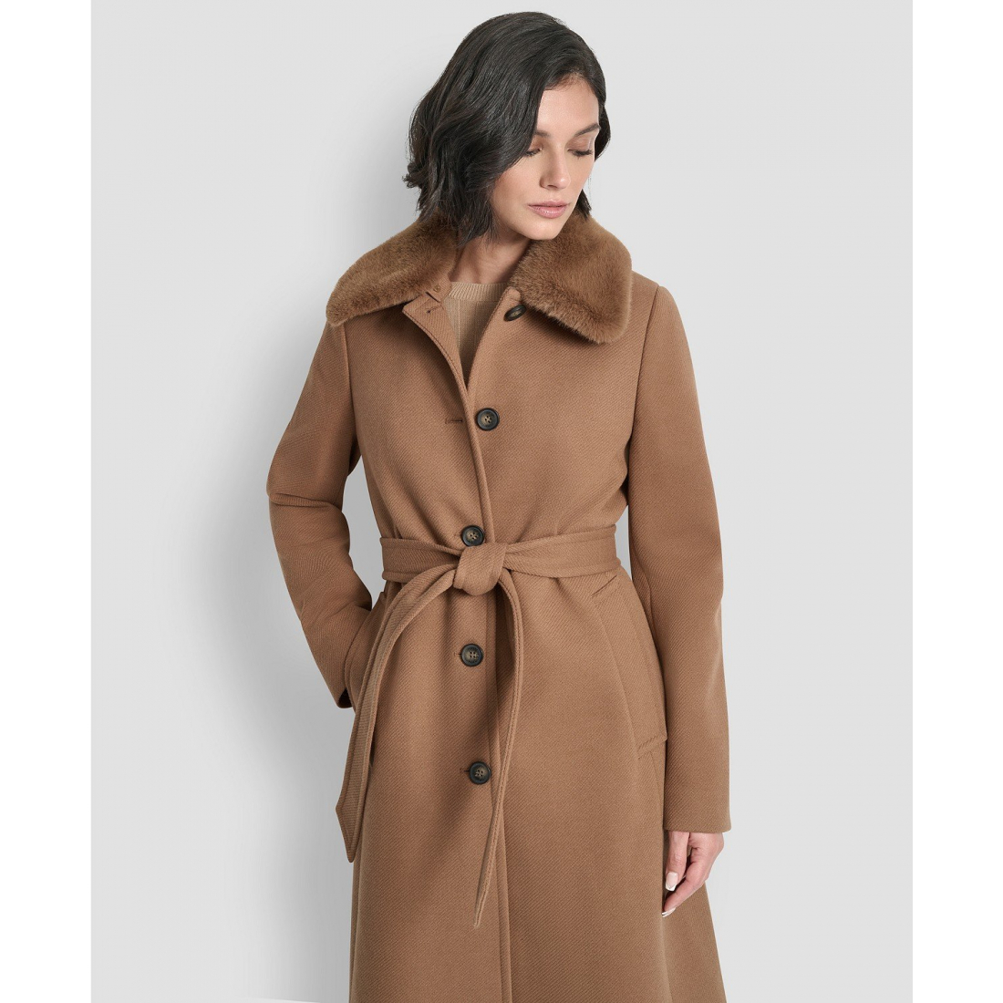 'Single-Breasted Pillow Collar' Mantel für Damen