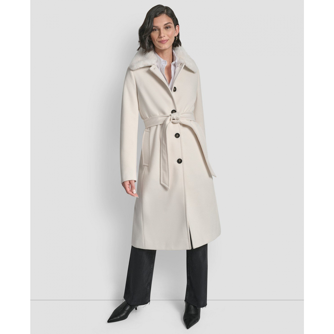 Manteau à ceinture 'Single-Breasted Pillow Collar' pour Femmes