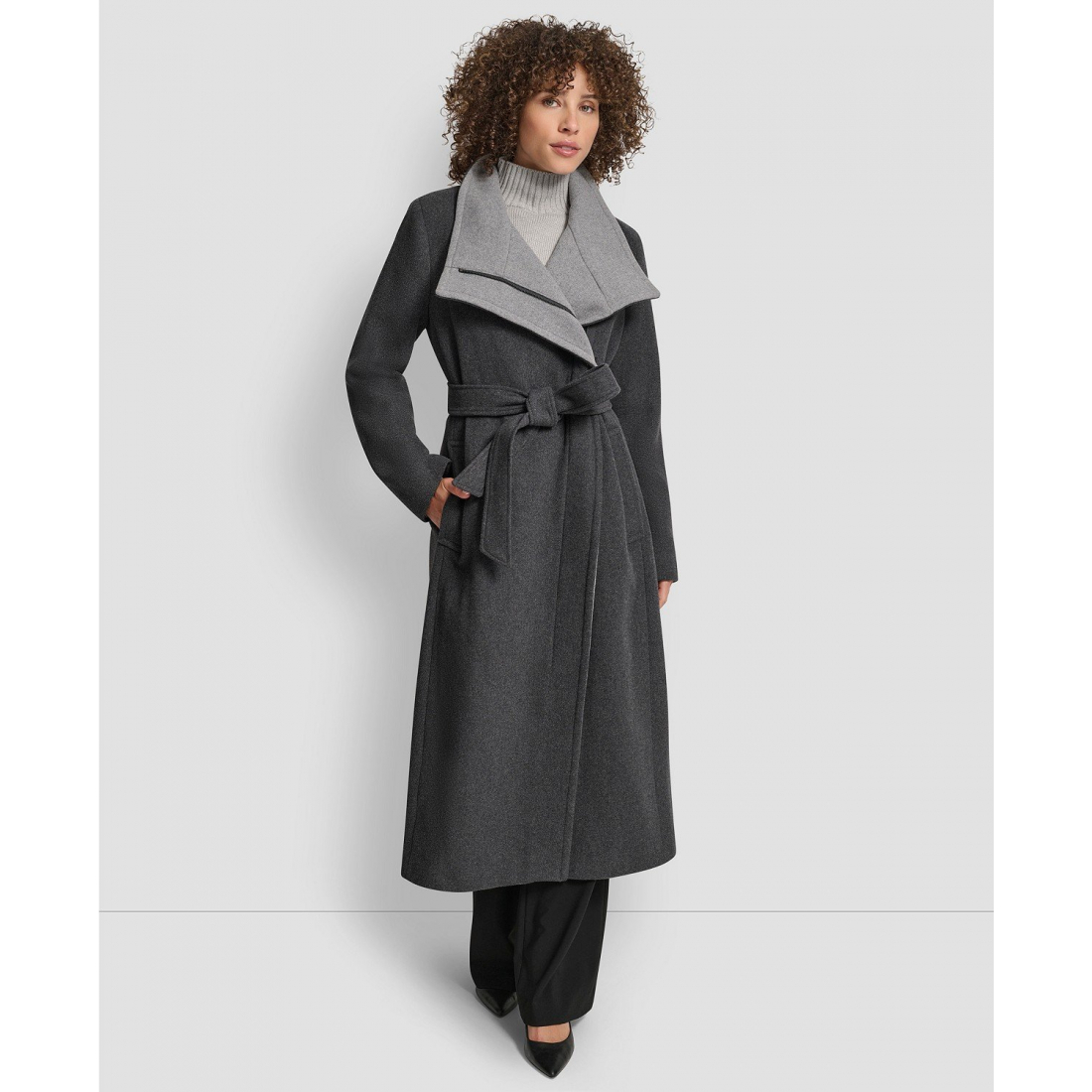 'Wing Collar Asymmetrical' Wickelmantel für Damen