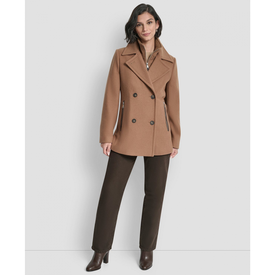 Manteau 'Double-Breasted Bibbed Collared' pour Femmes