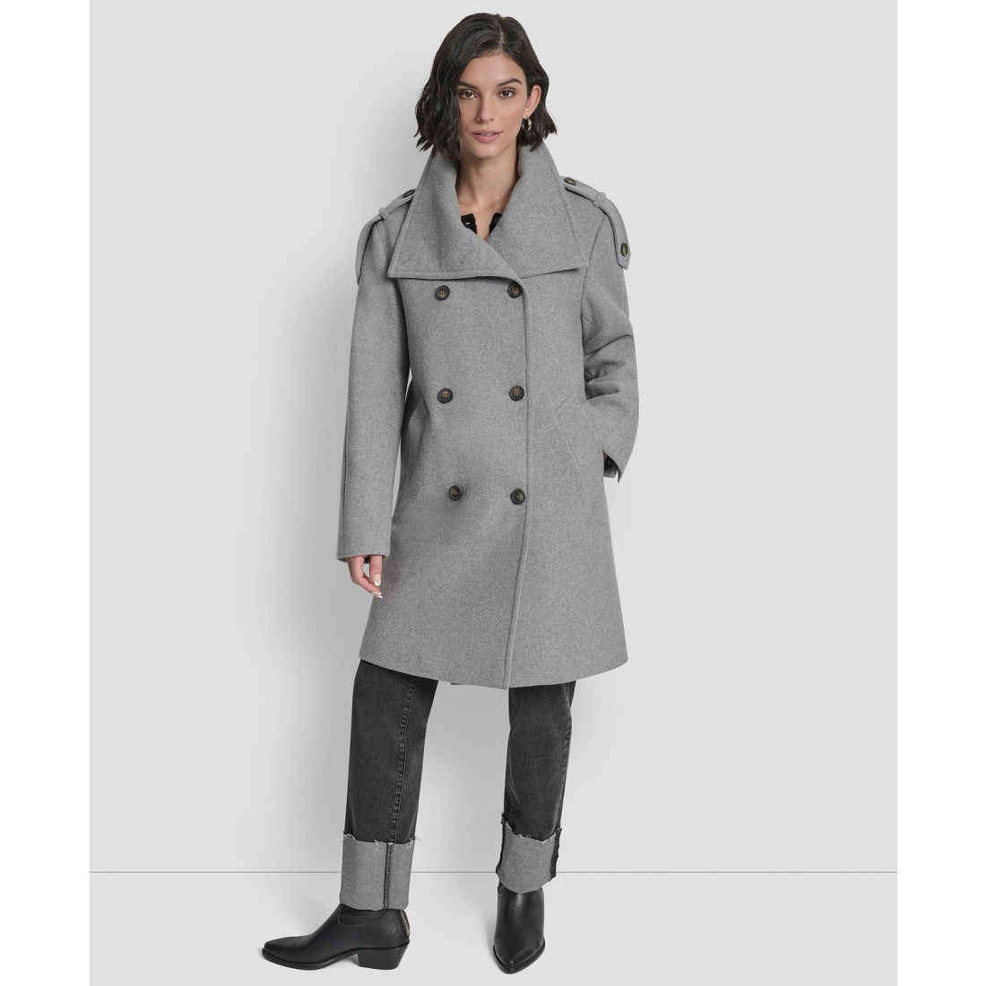 Manteau 'Double-Breasted Funnel Neck Military' pour Femmes