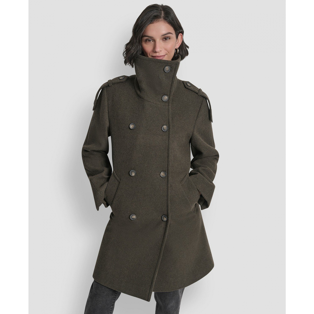 Manteau 'Double-Breasted Funnel Neck Military' pour Femmes