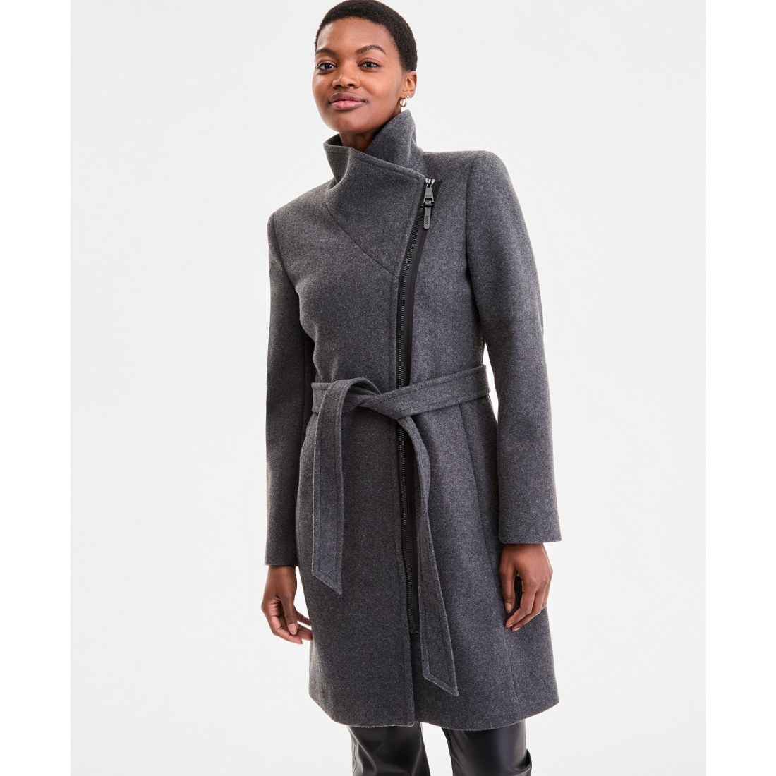Manteau à ceinture 'Asymmetric Front-Zip' pour Femmes