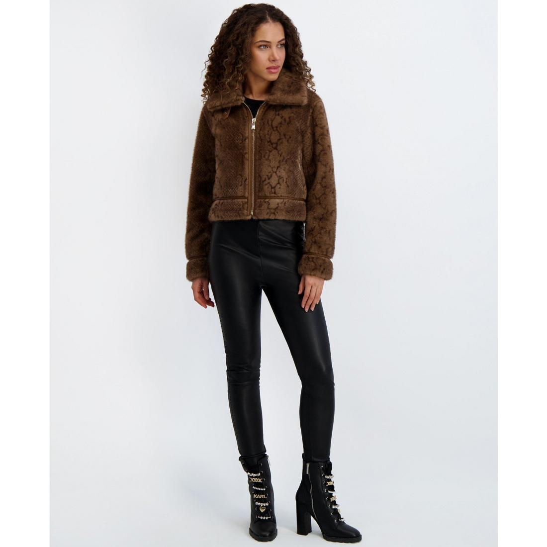 Blouson bomber 'Printed Faux-Fur Bomber Jacket' pour Femmes