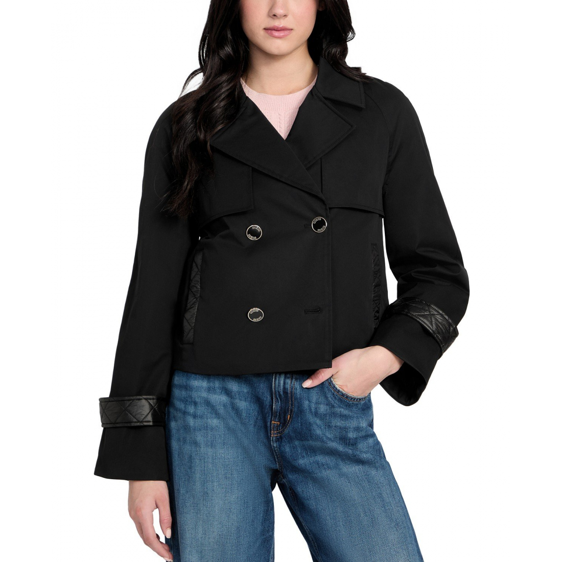 'Cropped Quilted-Trim' Trenchcoat für Damen