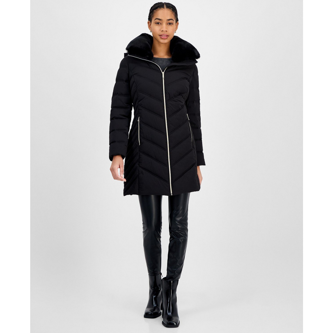 Women's 'Faux-Fur-Trim Hooded' Puffer Coat