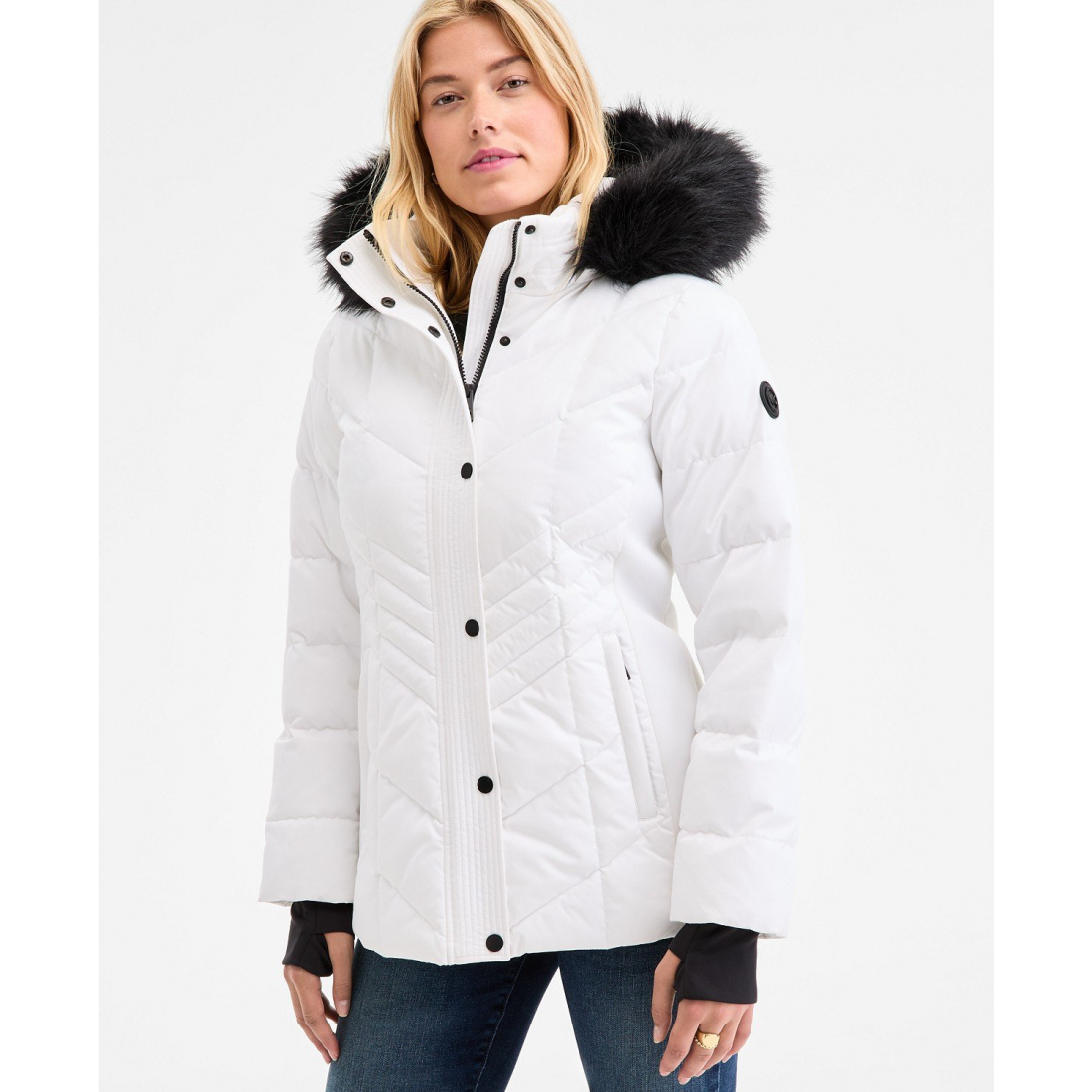 Manteau matelassé 'Faux-Fur-Trim Hooded' pour Femmes