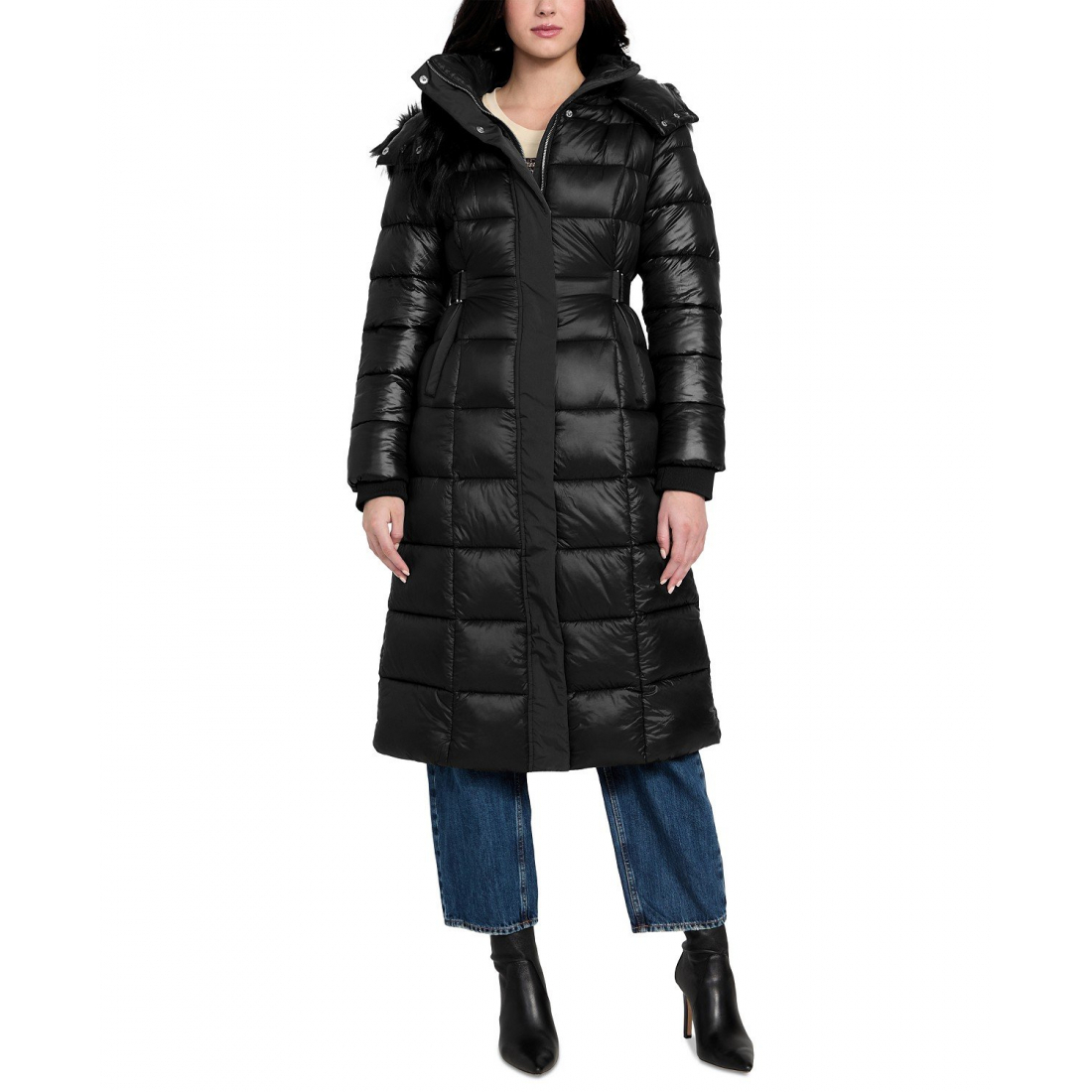 Manteau matelassé 'Faux-Fur Trim Hooded Maxi' pour Femmes