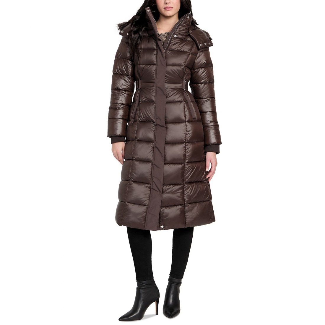 Manteau matelassé 'Faux-Fur Trim Hooded Maxi' pour Femmes