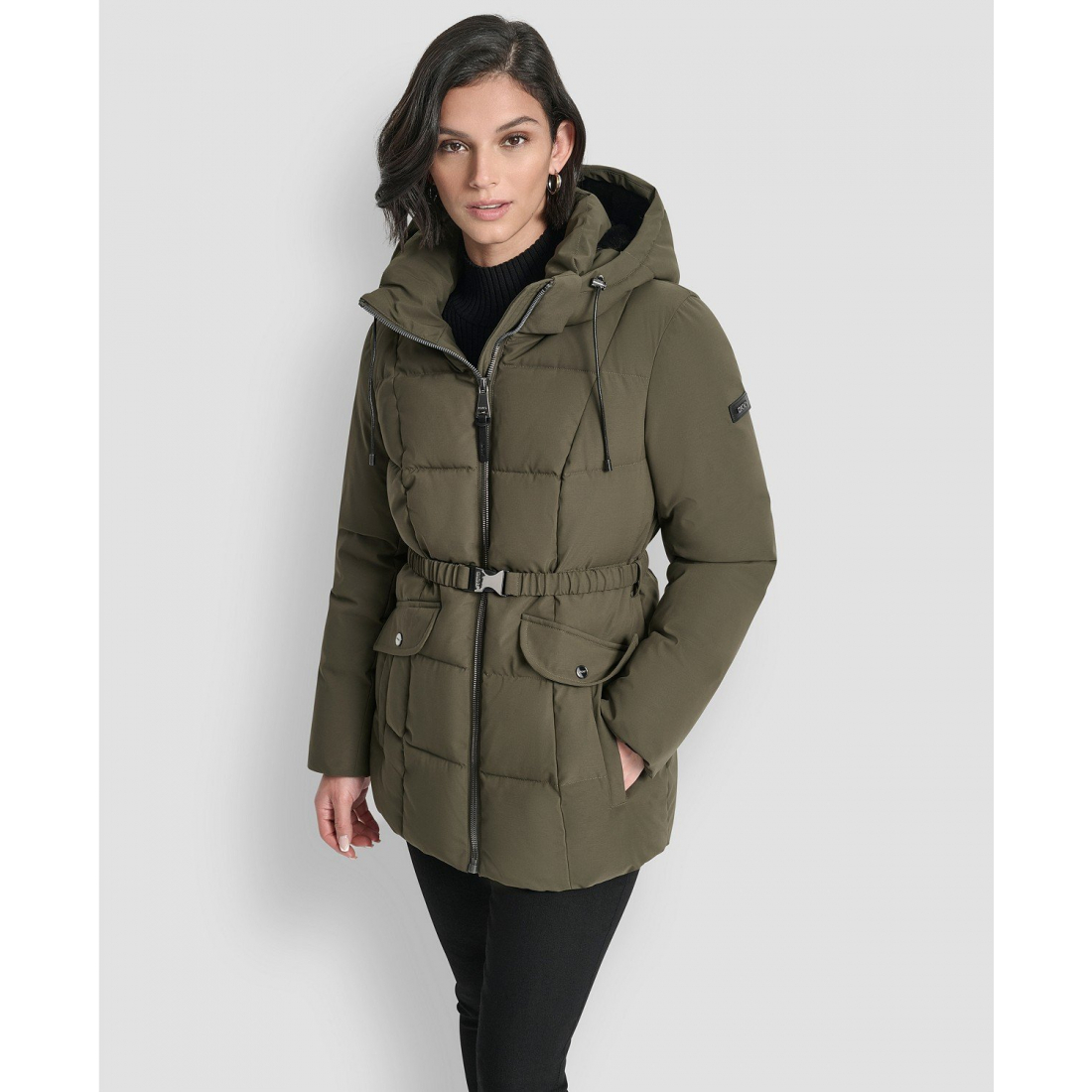 Manteau matelassé 'Belted Hooded' pour Femmes