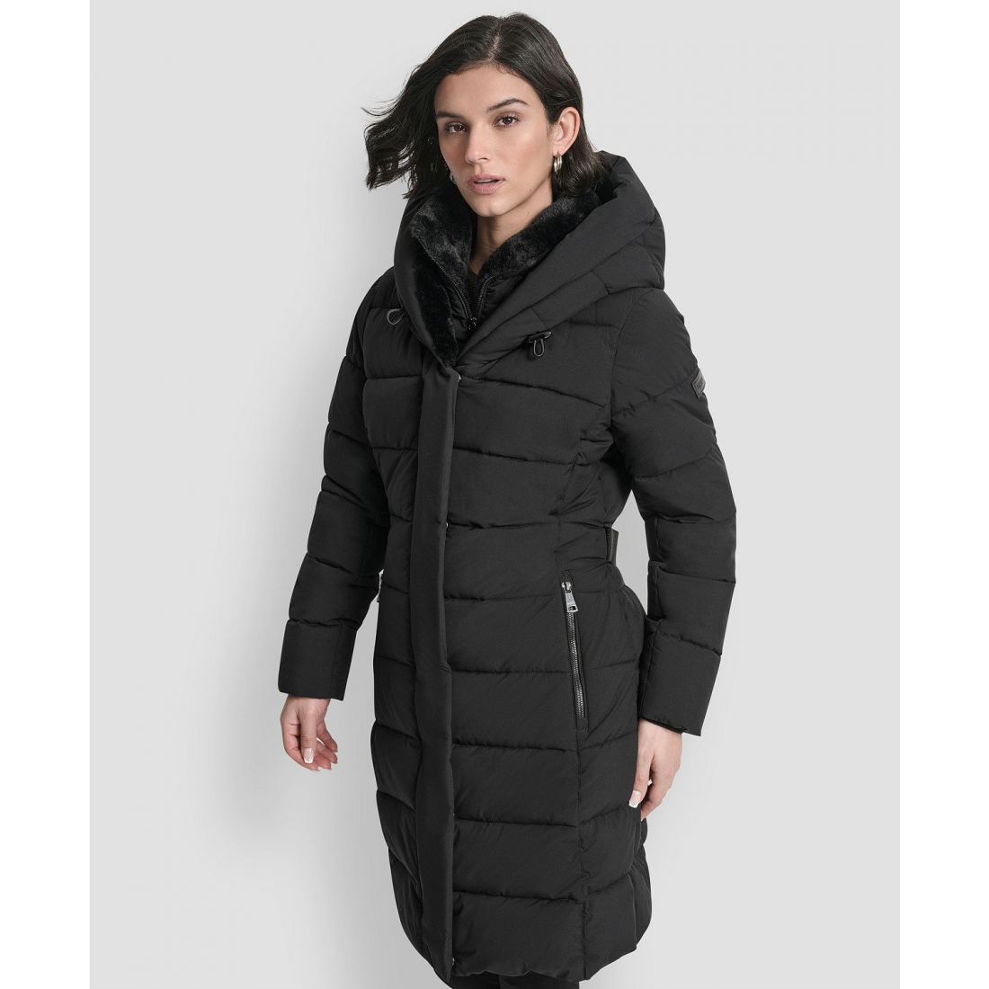 Manteau matelassé 'Belted Asymmetrical Zip Front' pour Femmes