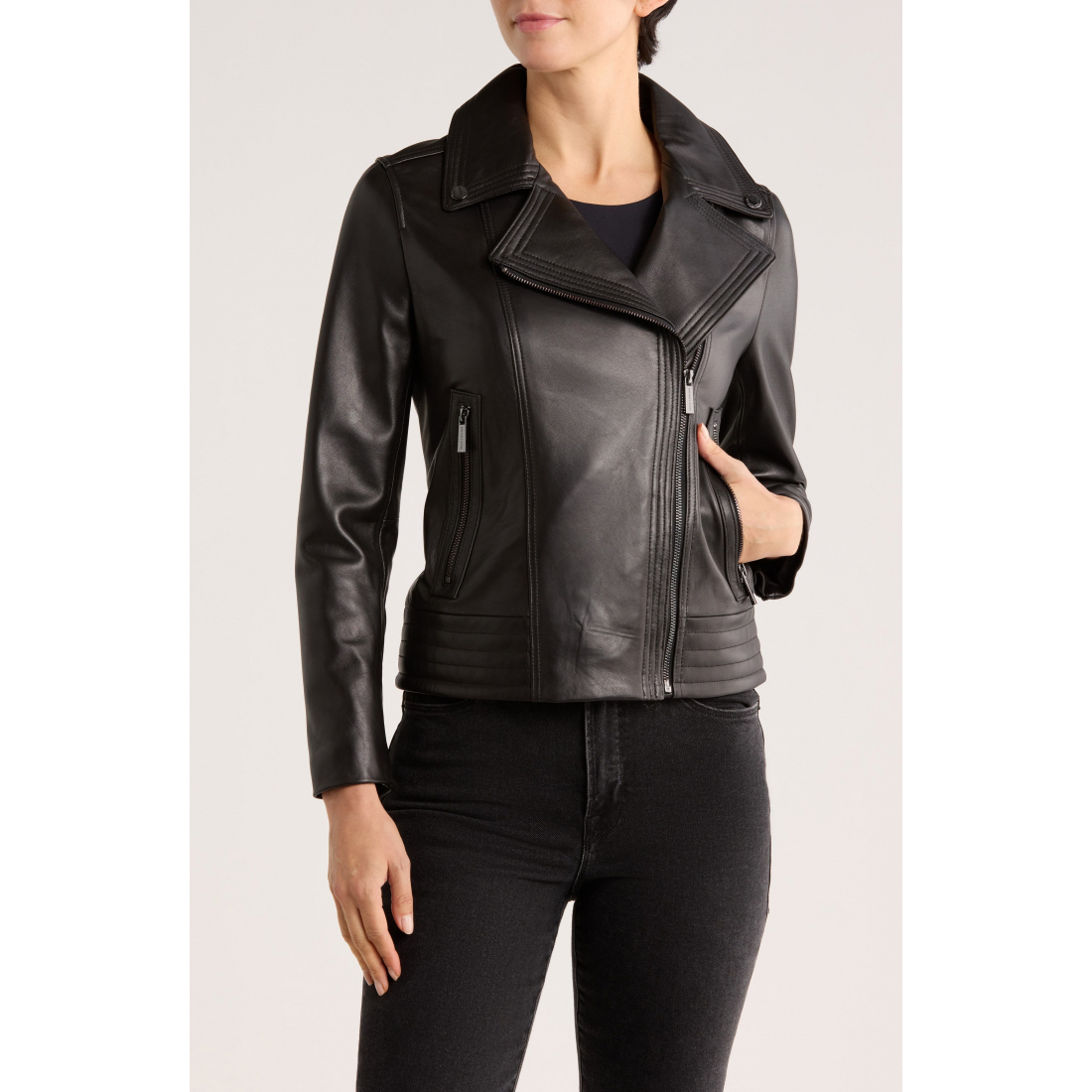 Veste en cuir 'Asymmetric' pour Femmes