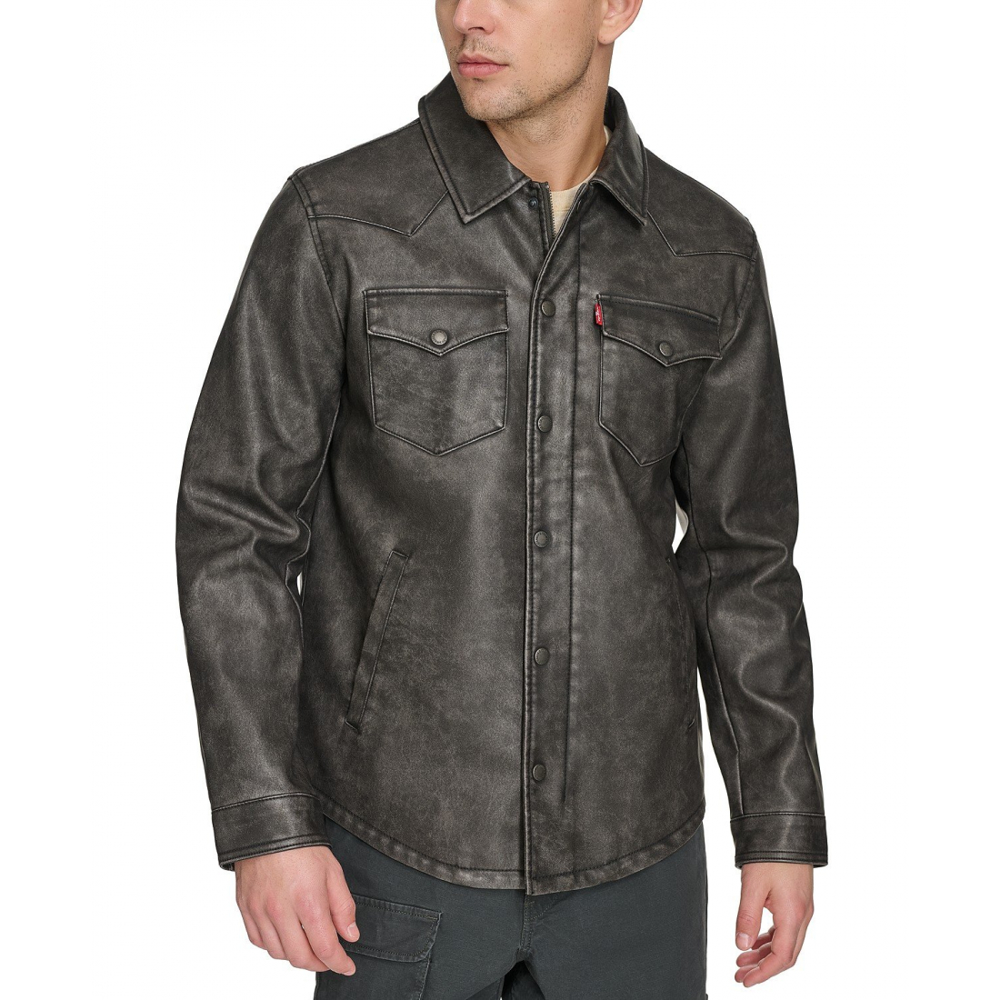 Surchemise 'Full-Zip Faux-Leather Western' pour Hommes