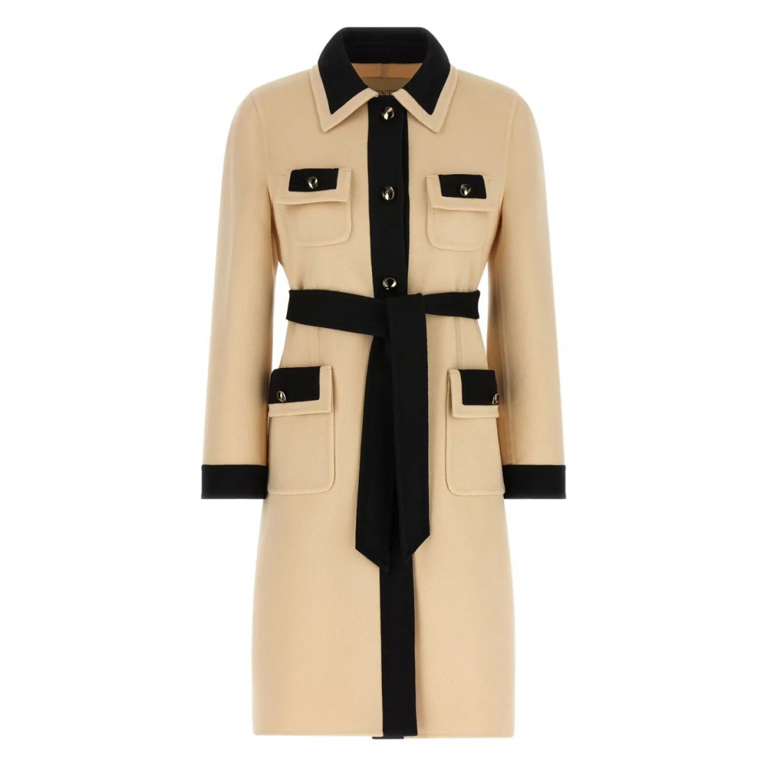 Manteau à ceinture 'Belted Contrast-Trim' pour Femmes