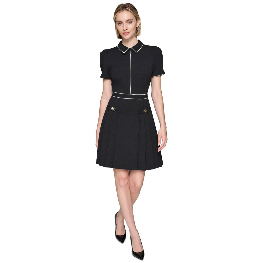 Robe mini 'Pleated-Skirt Dress' pour Femmes