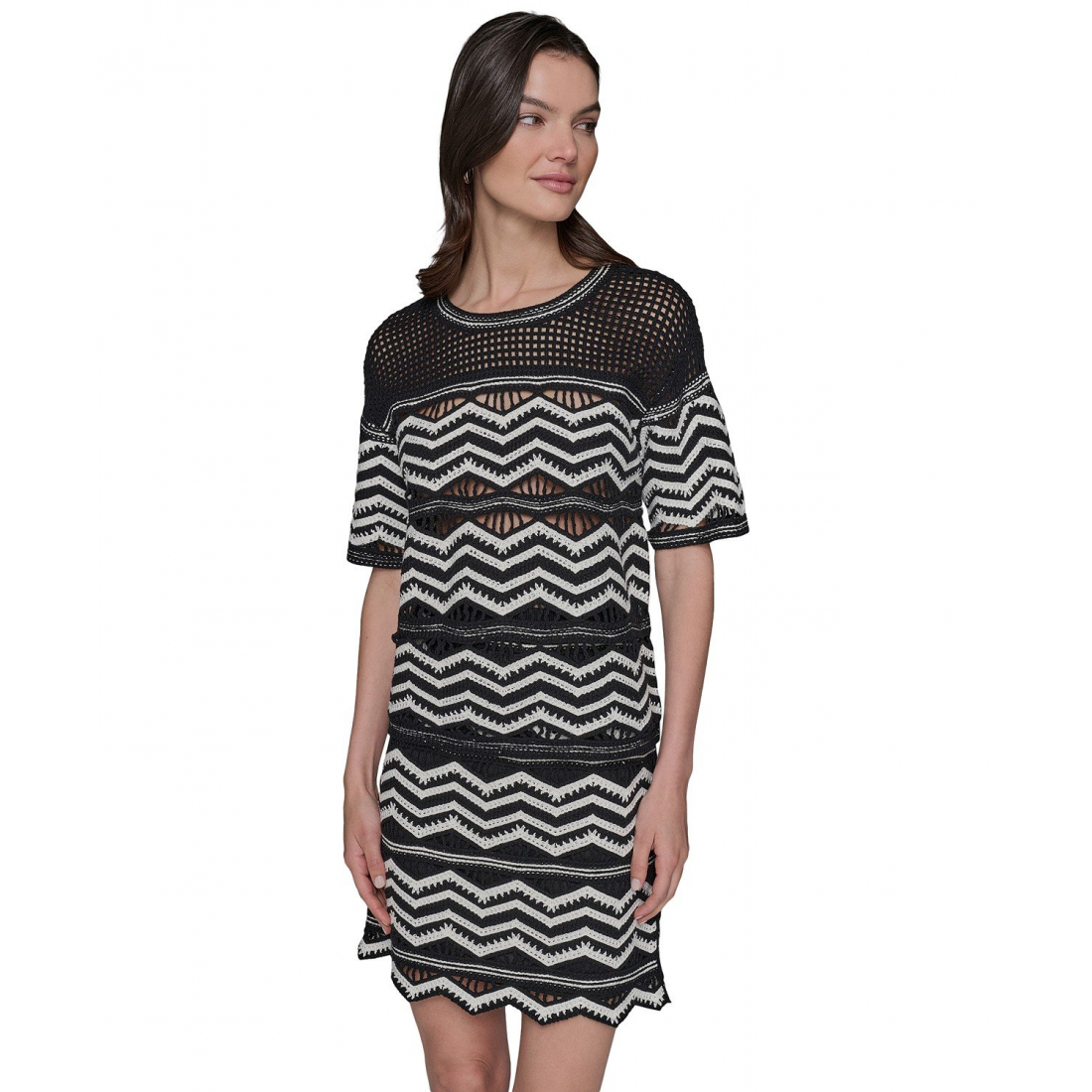 Pull 'Short-Sleeve Chevron Knit Sweater' pour Femmes