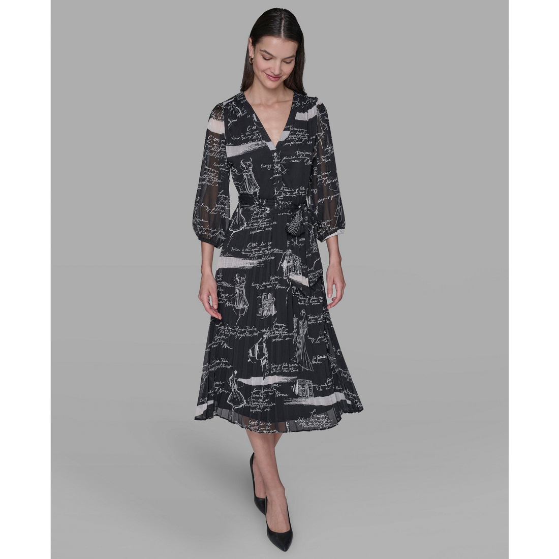 Robe Midi 'Surplice Chiffon Shirtdress' pour Femmes