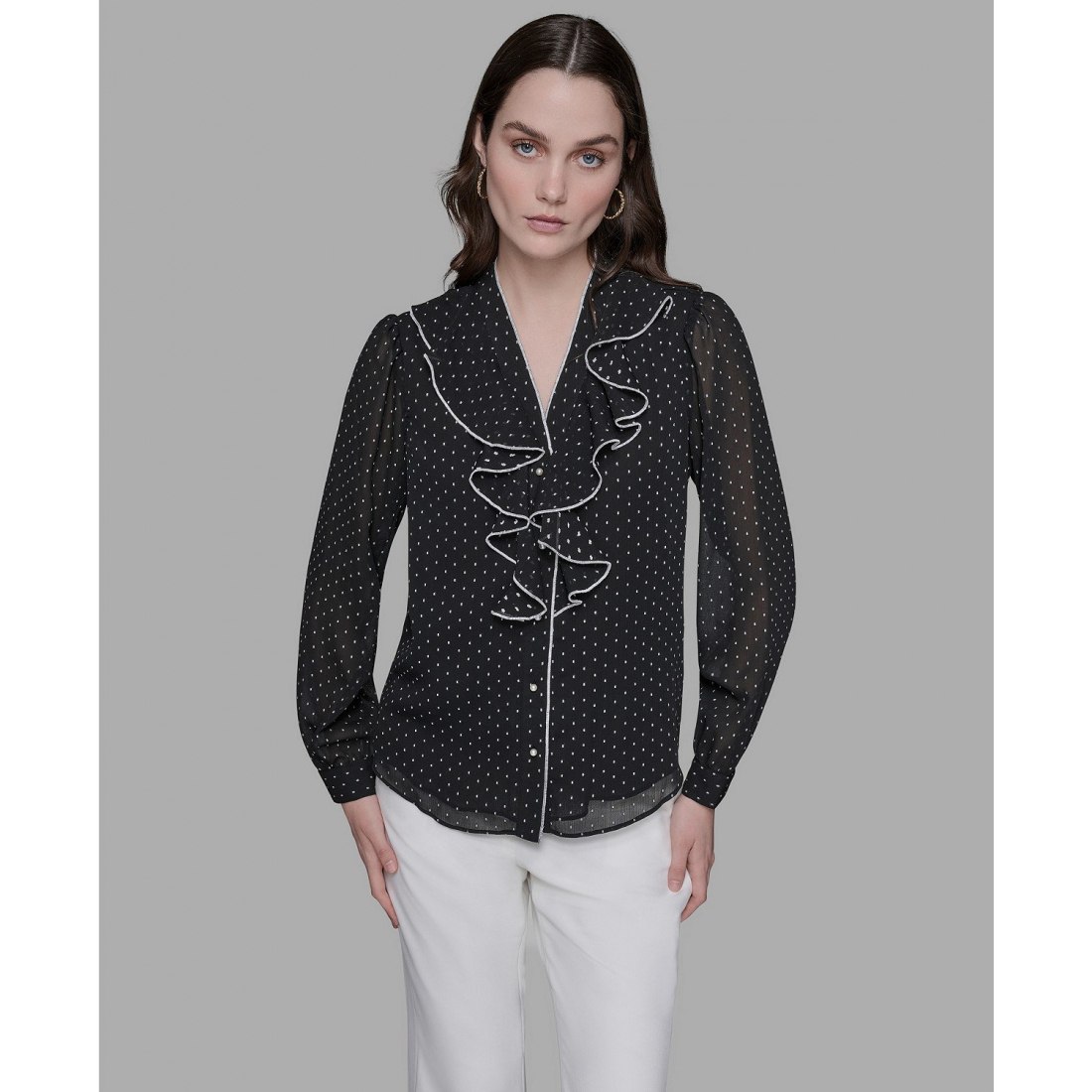 Blouse 'Clip-Dot Ruffled Blouse Top' pour Femmes