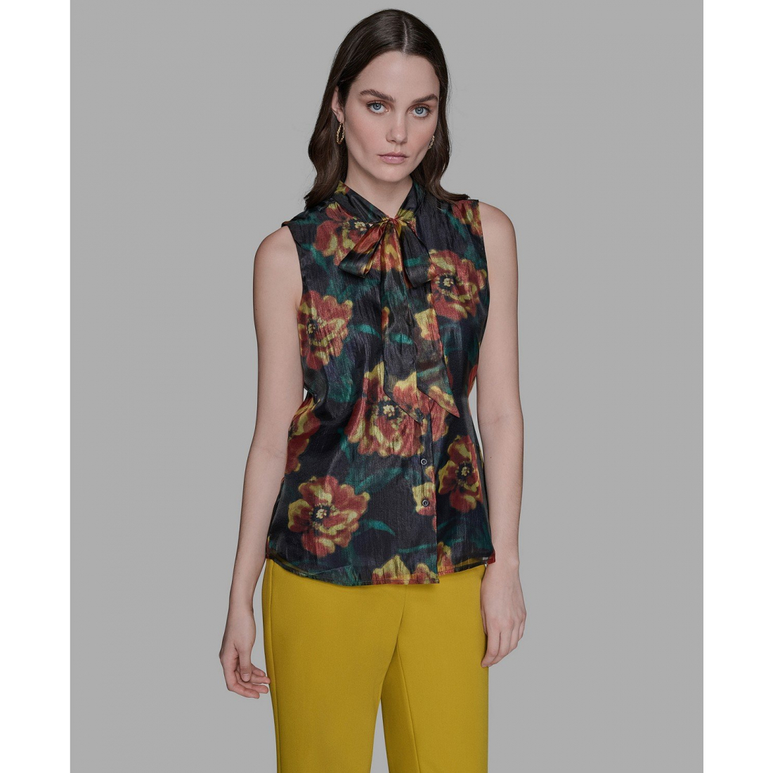 Women's 'Floral-Print Tie-Neck Blouse' Blouse