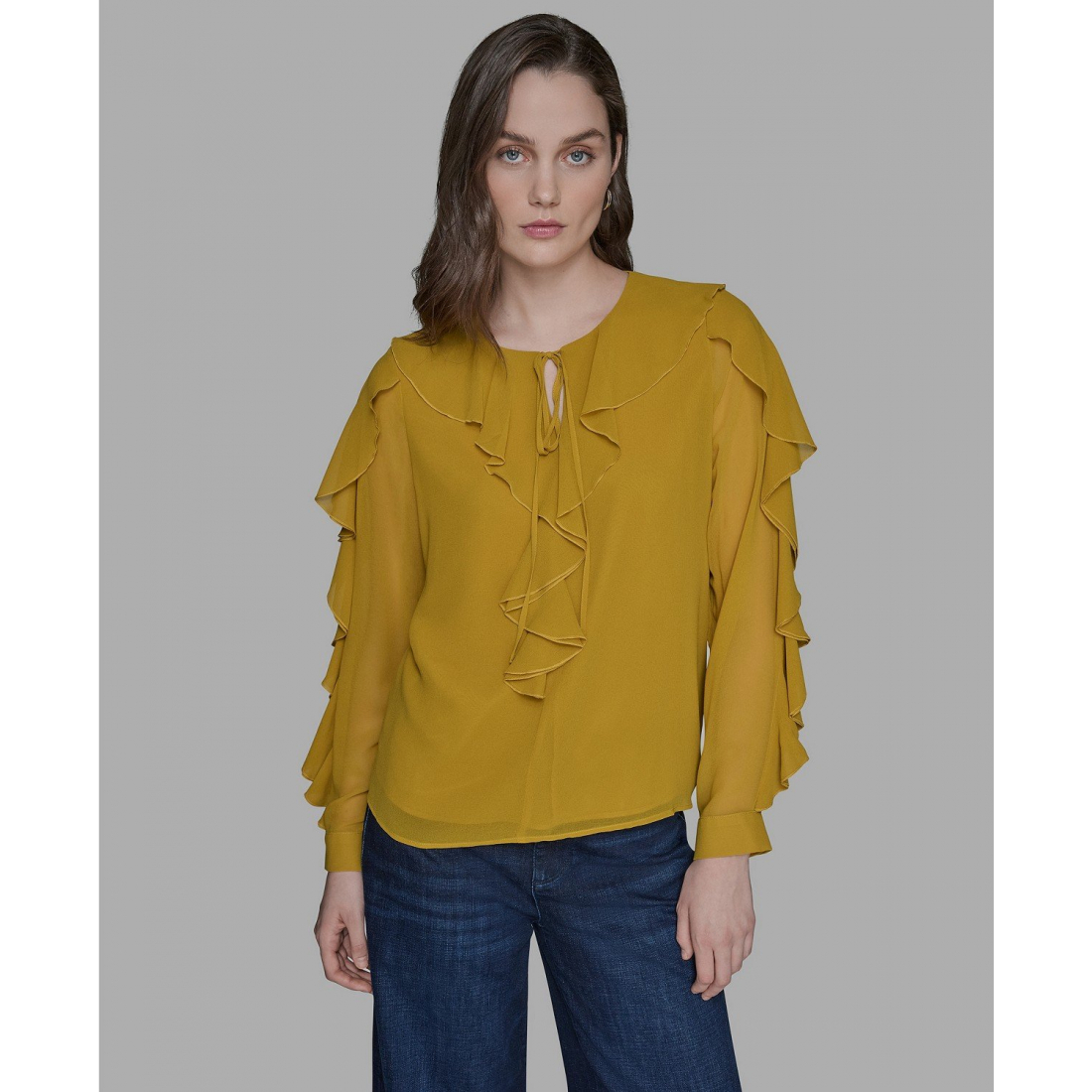 Blouse 'Keyhole Ruffle' pour Femmes