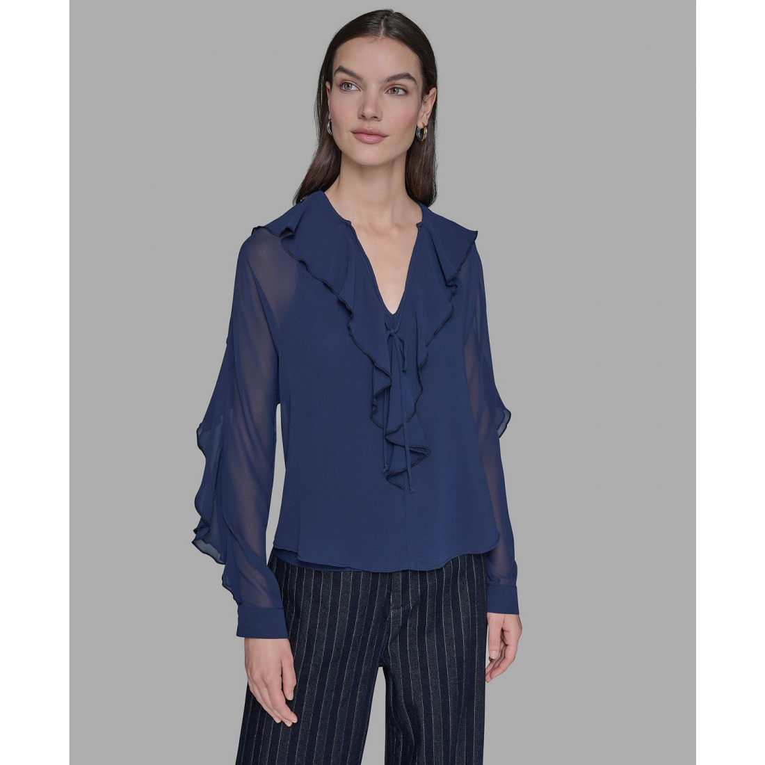 Blouse 'Keyhole Ruffle Top' pour Femmes