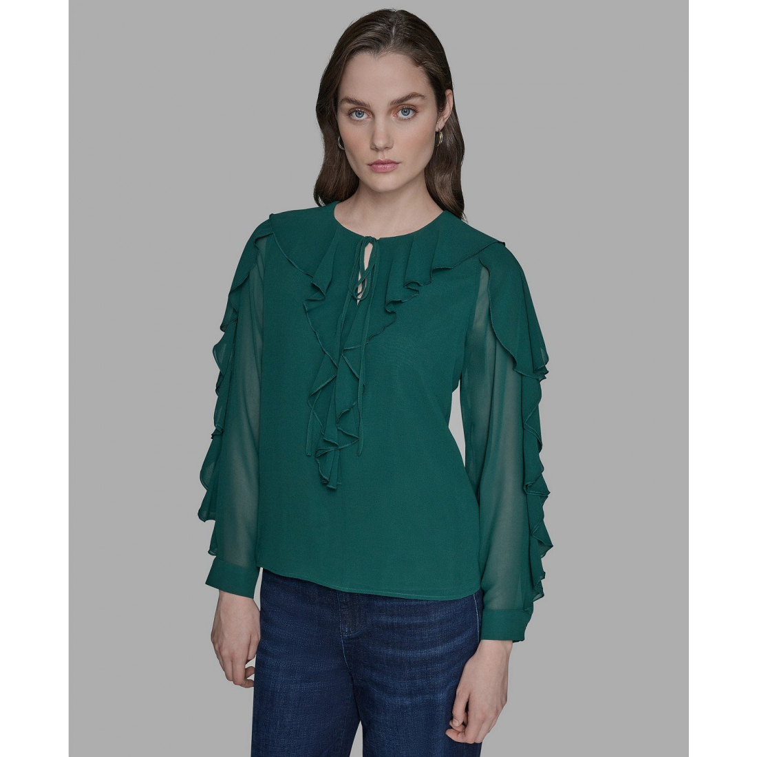 Blouse 'Keyhole Ruffle Top' pour Femmes