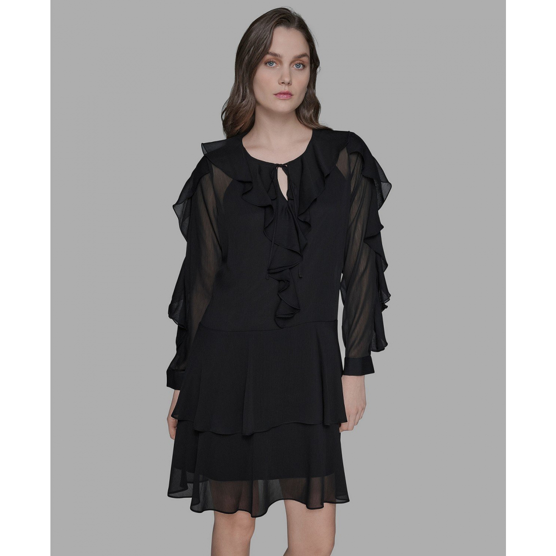 Robe à manches longues 'Layered Ruffle Dress' pour Femmes