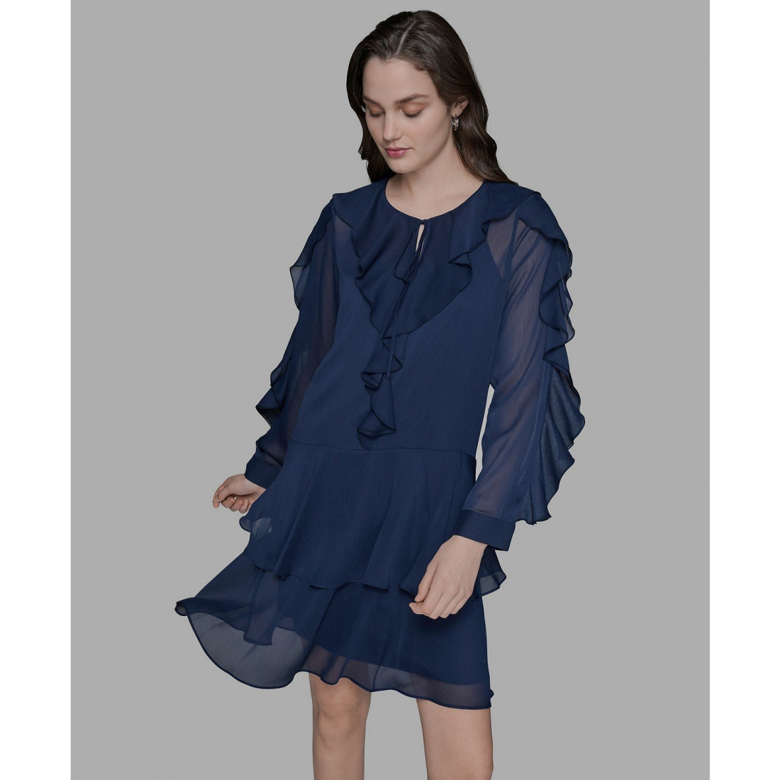 Robe à manches longues 'Layered Ruffle Dress' pour Femmes