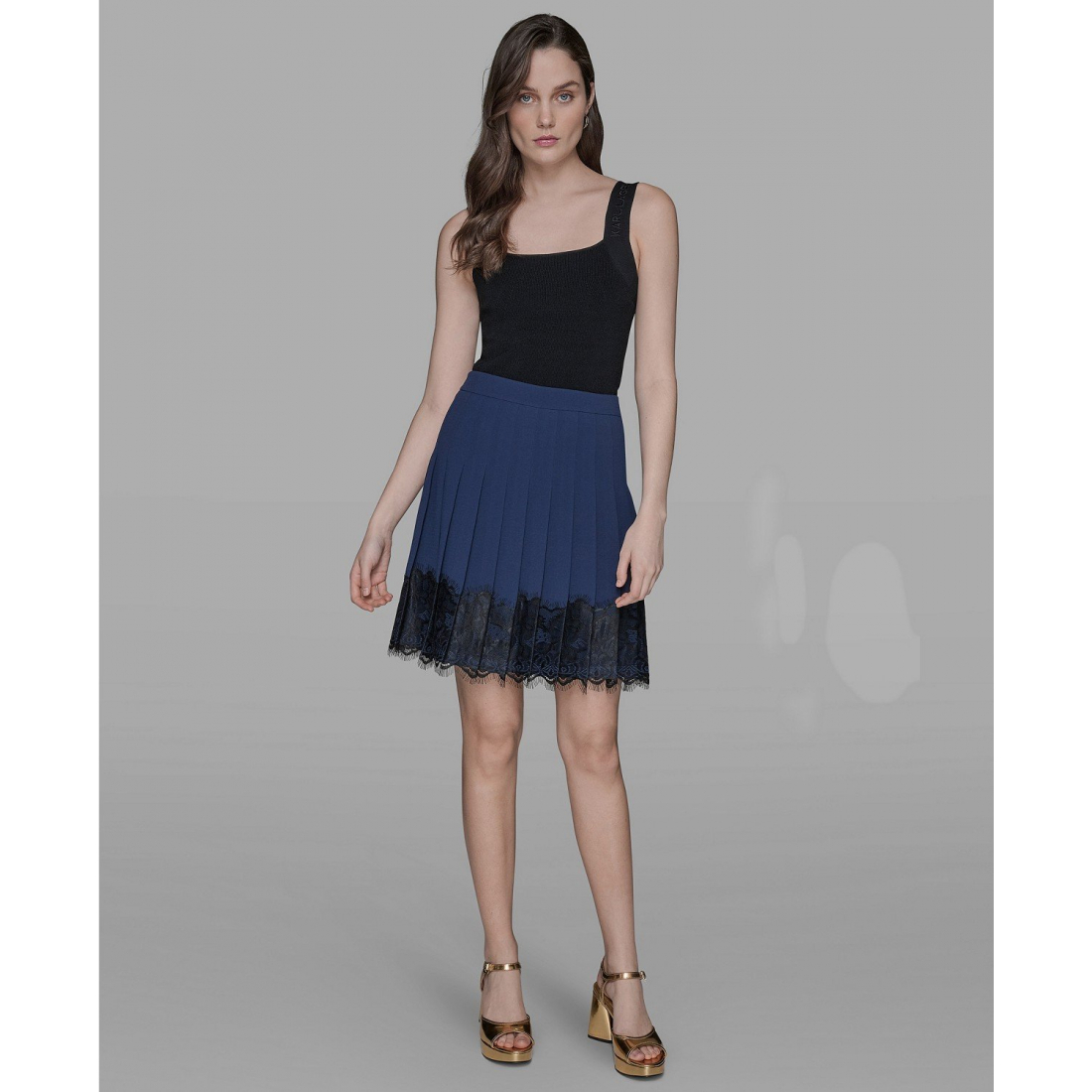 Mini Jupe 'Pleated Lace-Trim' pour Femmes