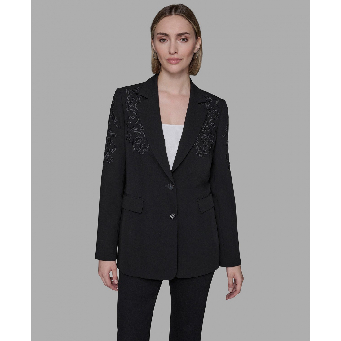 Blazer 'Embroidered Notch-Collar Blazer' pour Femmes