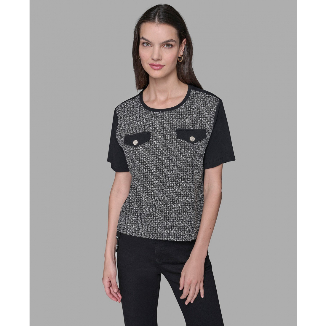 Women's 'Tweed Pocket Knit Short Sleeve Top' Short sleeve Top