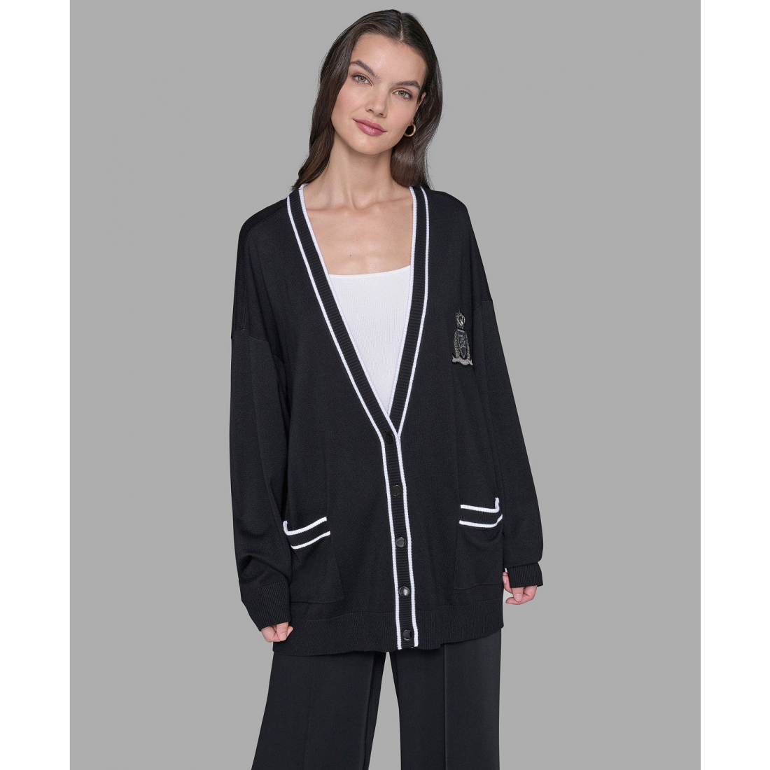 Pull 'Patch Button Front Cardigan Sweater' pour Femmes