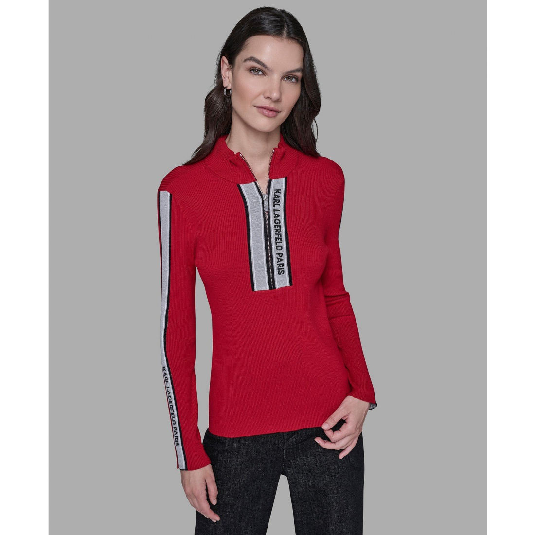 Pull 'Logo Tape Zip-Up Sweater' pour Femmes