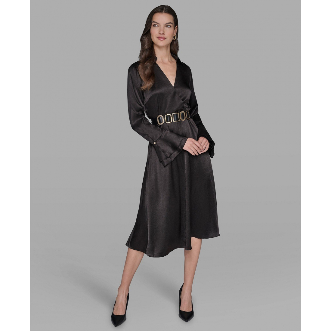 Women's 'Crinkle Long Sleeve' Midi Dress