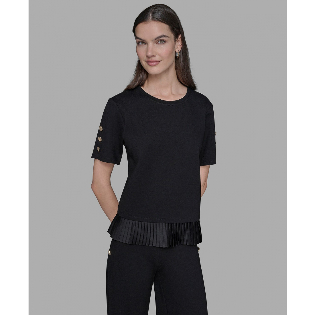 Blouse 'Pleated Trim Hem Blouse' pour Femmes