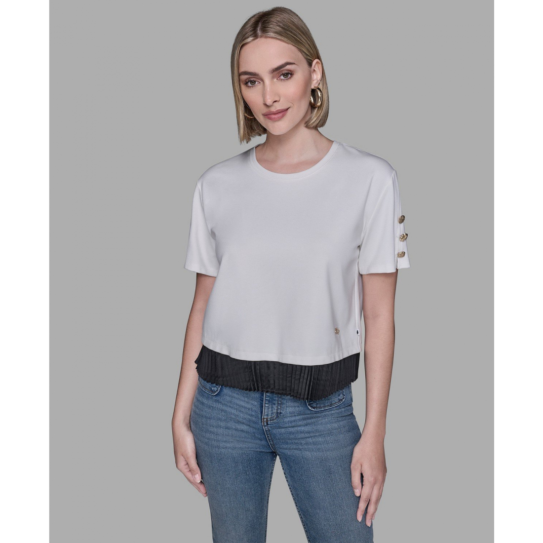 Blouse 'Pleated Trim Hem Blouse' pour Femmes