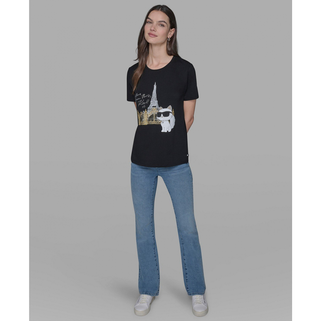 T-shirt 'Crewneck Choupette In Paris Embellished T-Shirt' pour Femmes
