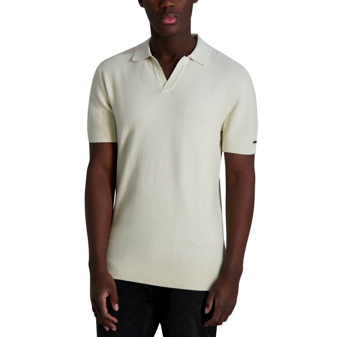 Men's 'Short Sleeve Textured Open Collar' Polo Shirt