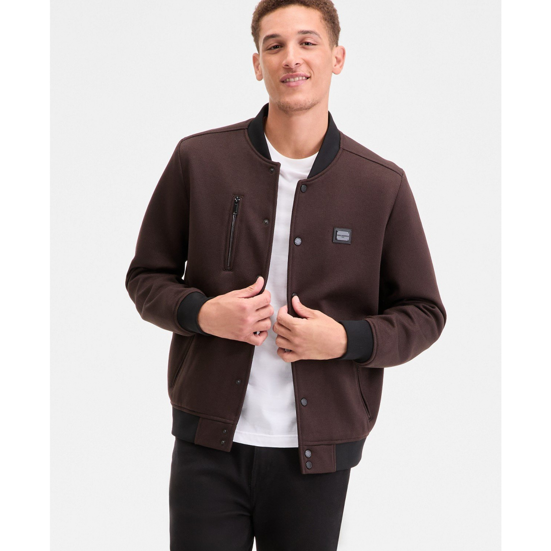 Blouson bomber 'Textured Varsity Zip' pour Hommes