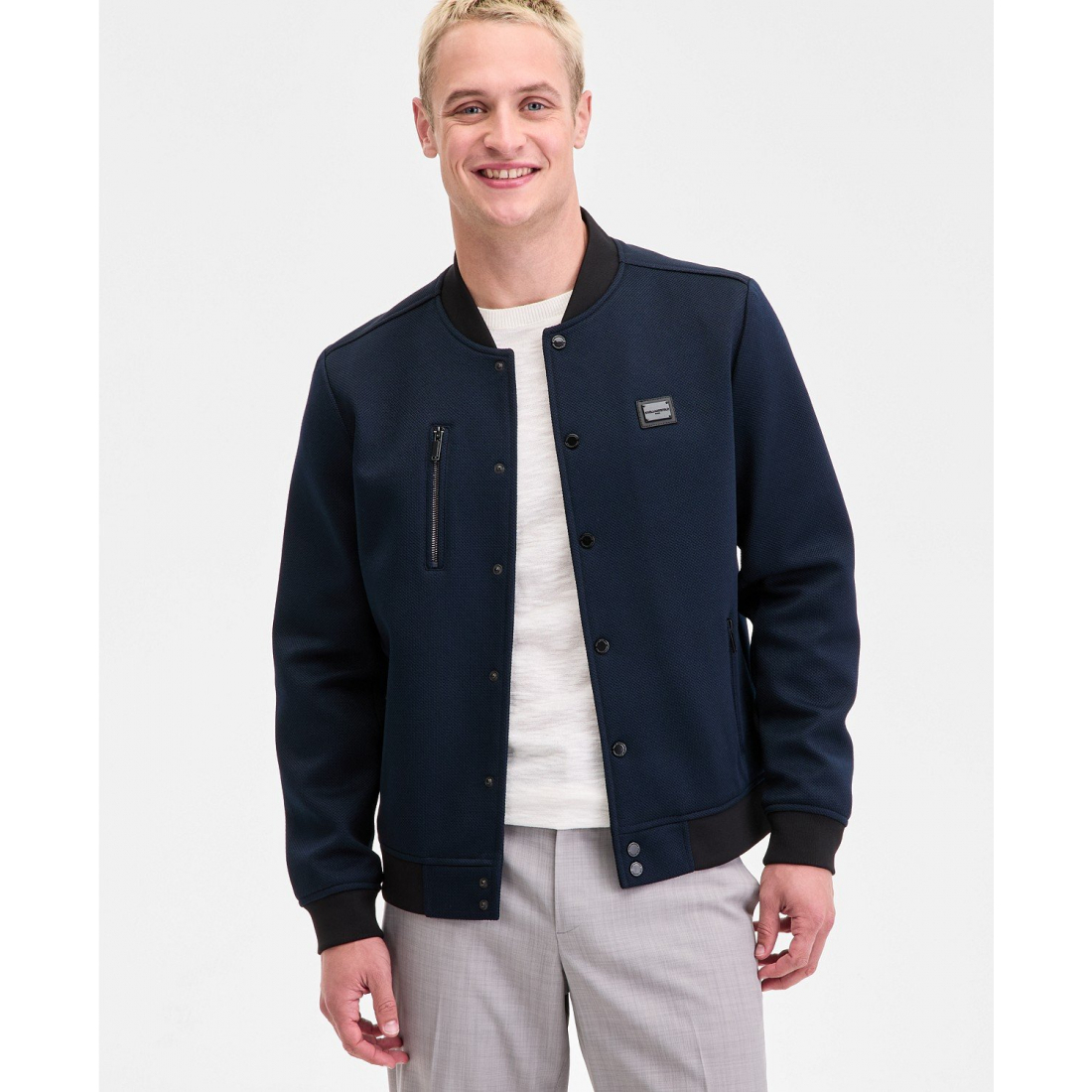 Blouson bomber 'Textured Varsity Zip' pour Hommes