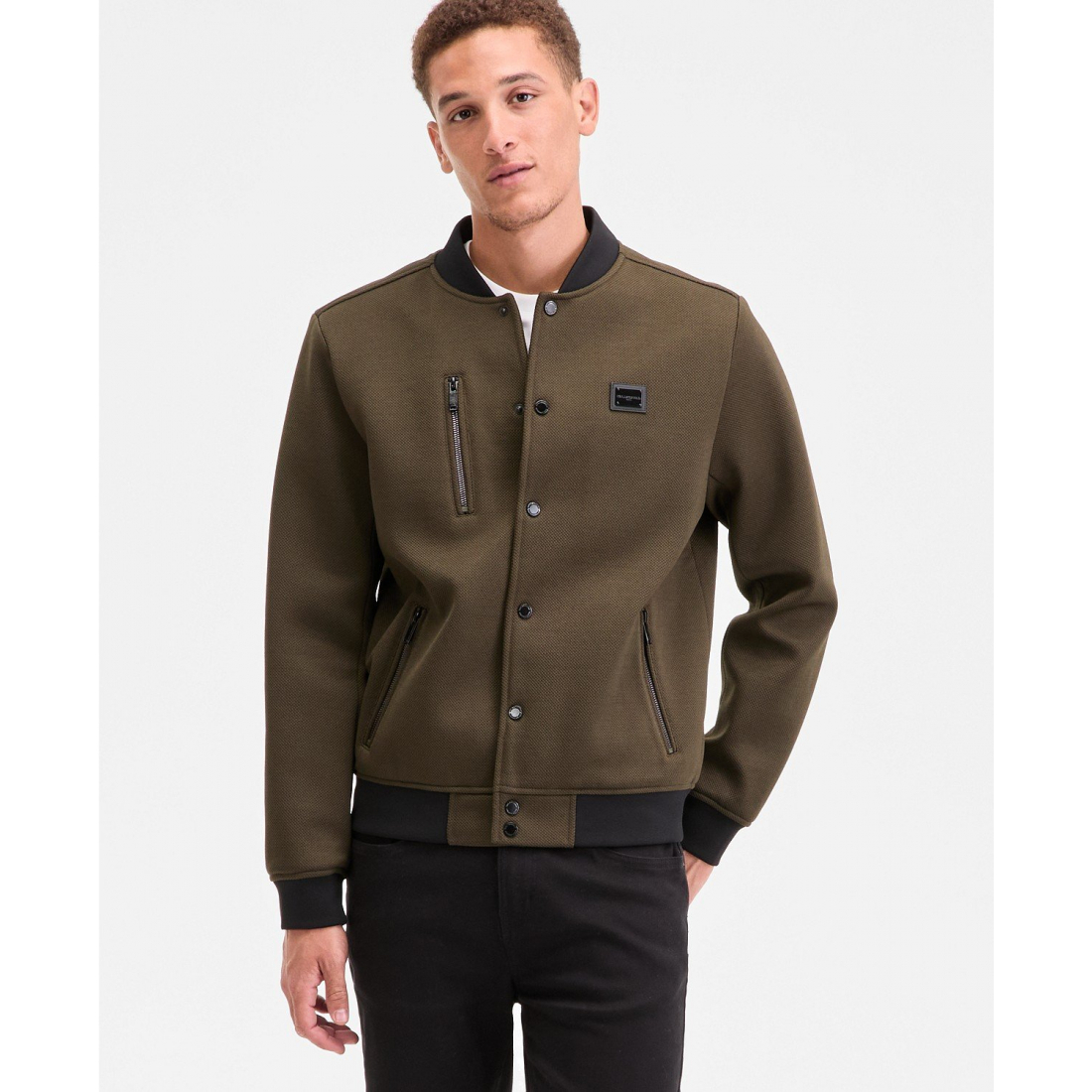 Blouson bomber 'Textured Varsity Zip' pour Hommes