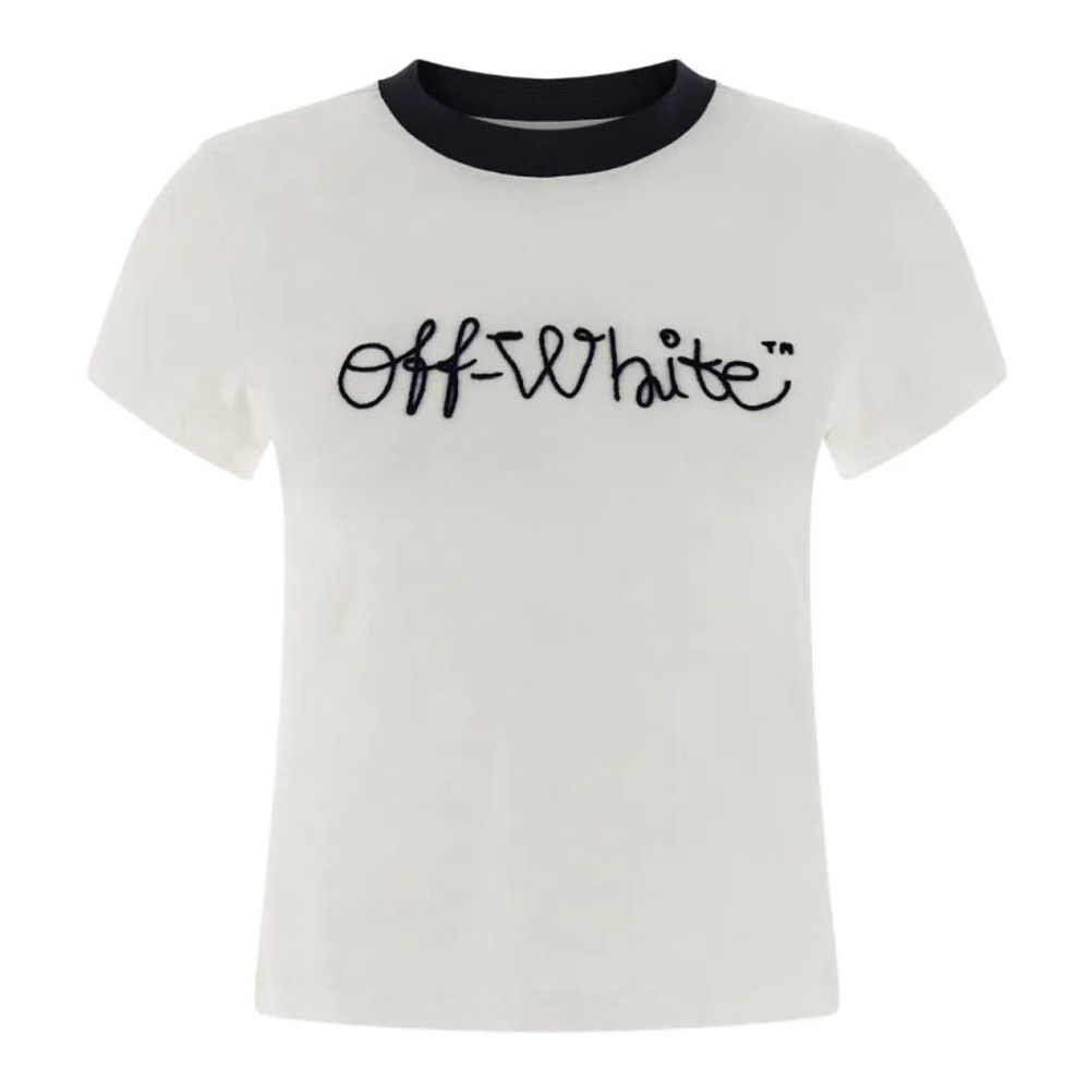 T-shirt 'Script Logo-Embroidered' pour Femmes