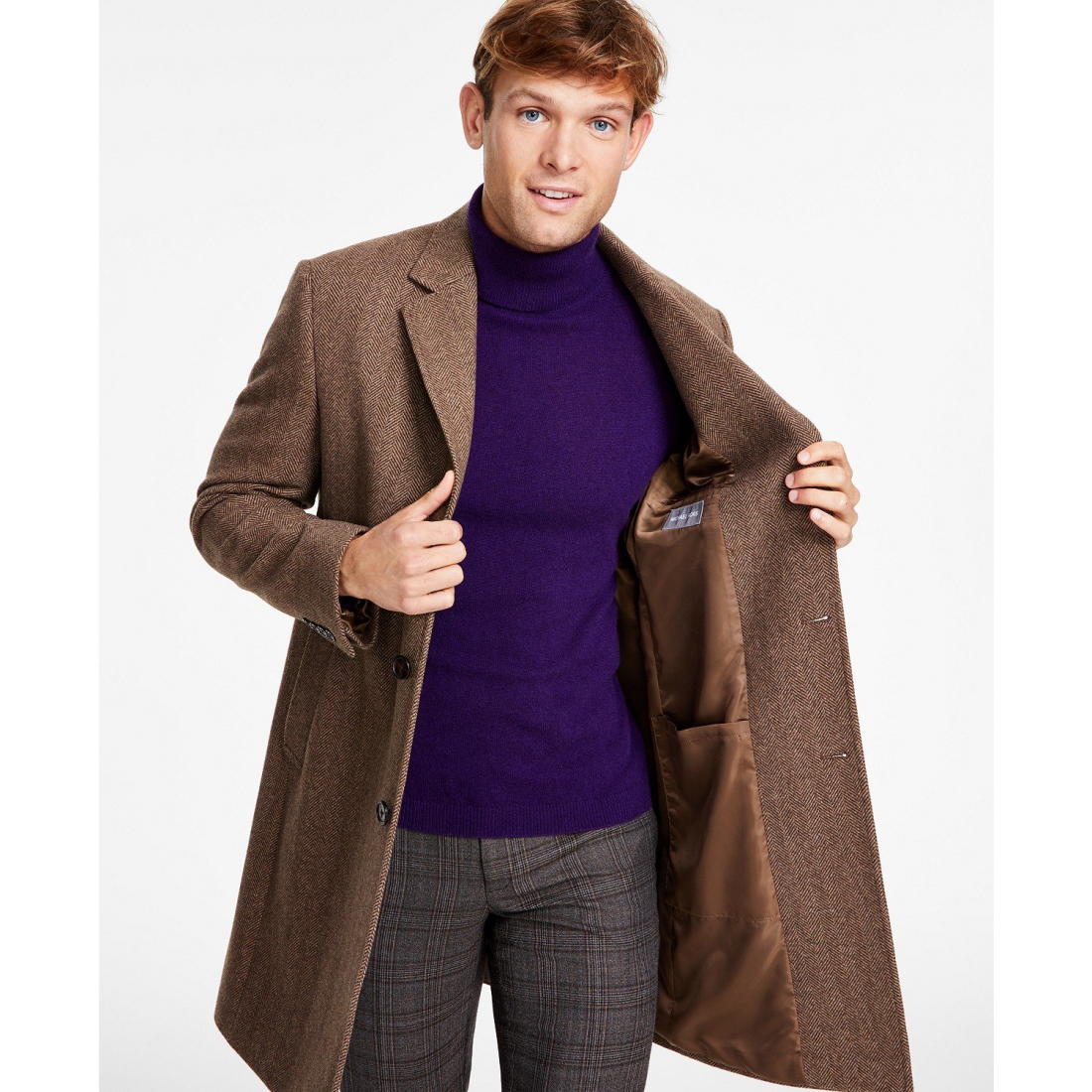 Manteau 'Classic-Fit Blend Herringbone' pour Hommes