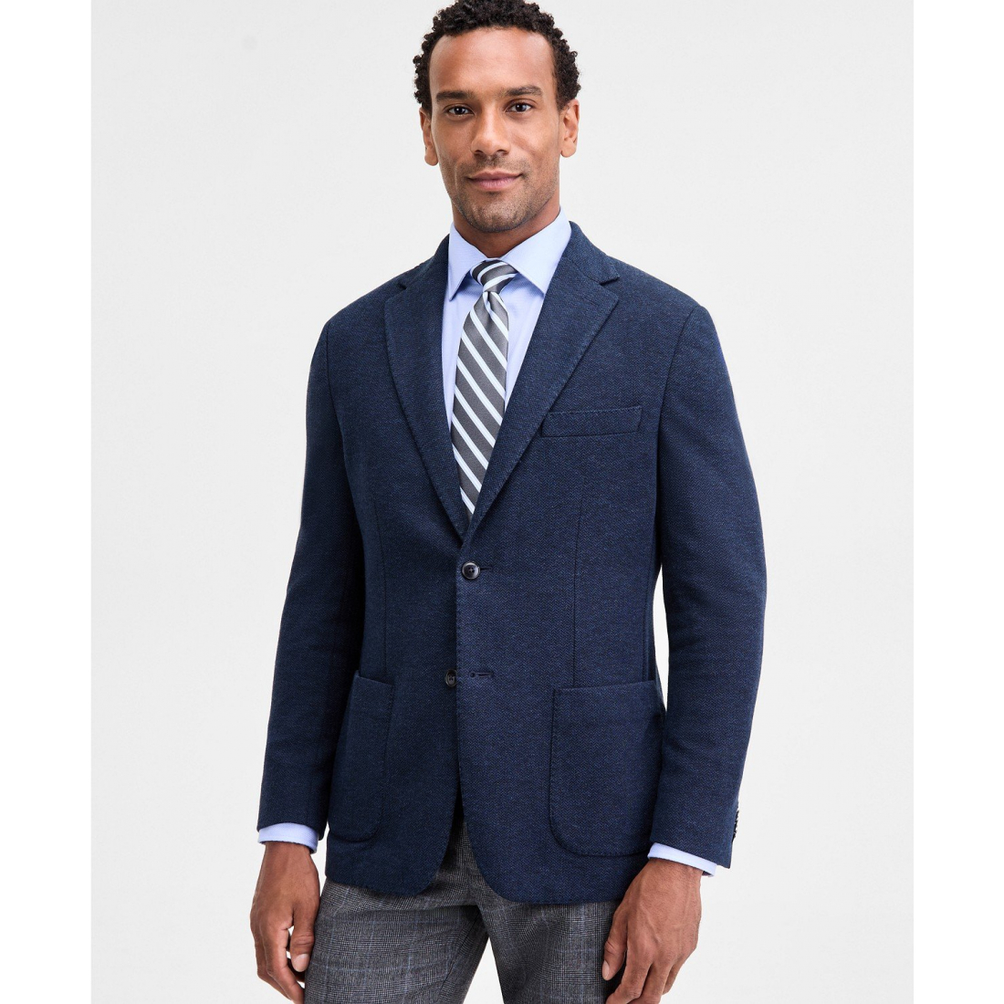 Blazer 'Classic-Fit Stretch Midnight Herringbone Knit Sport' pour Hommes