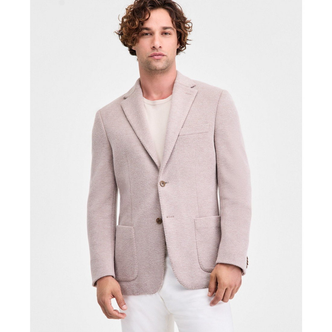 Blazer 'Classic-Fit Stretch Oatmeal Knit Sport' pour Hommes